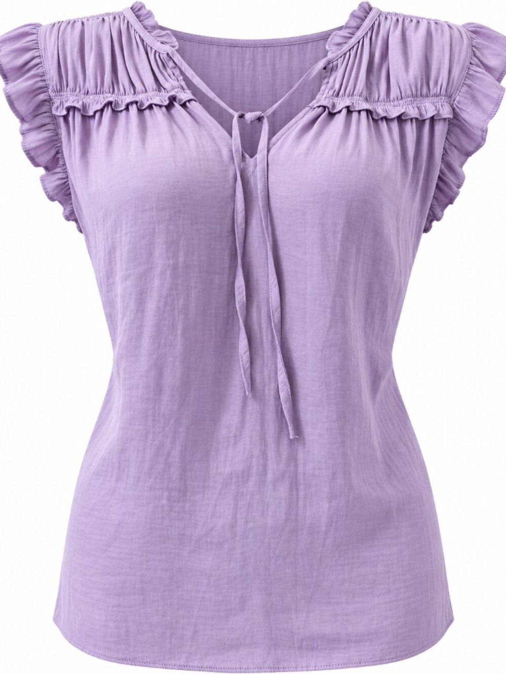 Éliane Rose Purple Ruffle Tie Front Blouse Top M